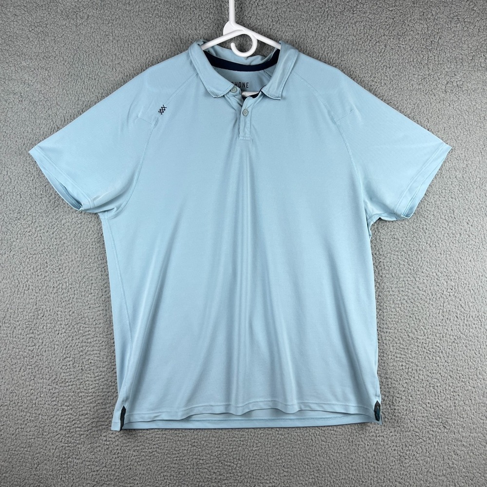 Rhone Polo Shirt Men XXL Light Blue Delta Pique Lightweight Mesh Performance